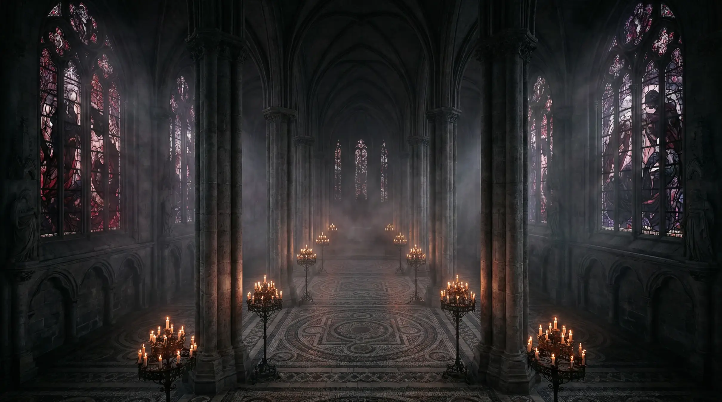 h动漫 暗黑哥特教堂风格首页背景